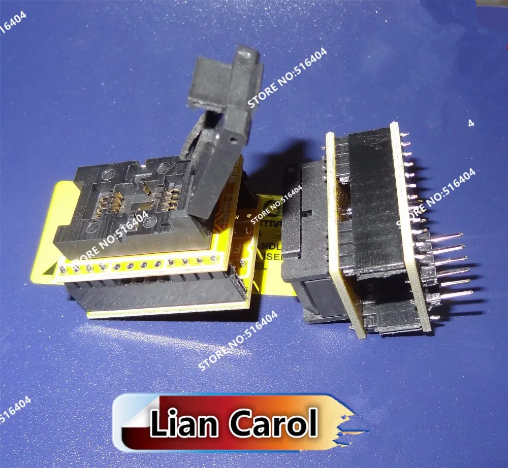 QFN8 DFN8 WSON8 Programming Socket Clamshell Test Adapter 0.5mm IC Body Size 2x2