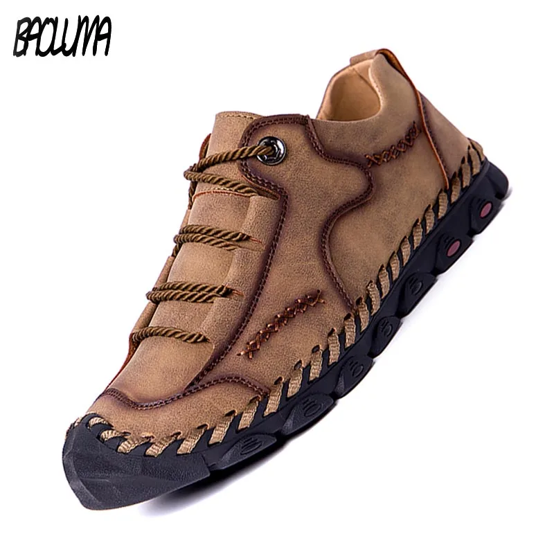 

New Summer Soft Men Casual Shoes Handmade Leather Loafers Men Italy Rome Shoes Quality Split Leather Flat Moccasins Men Sneakers