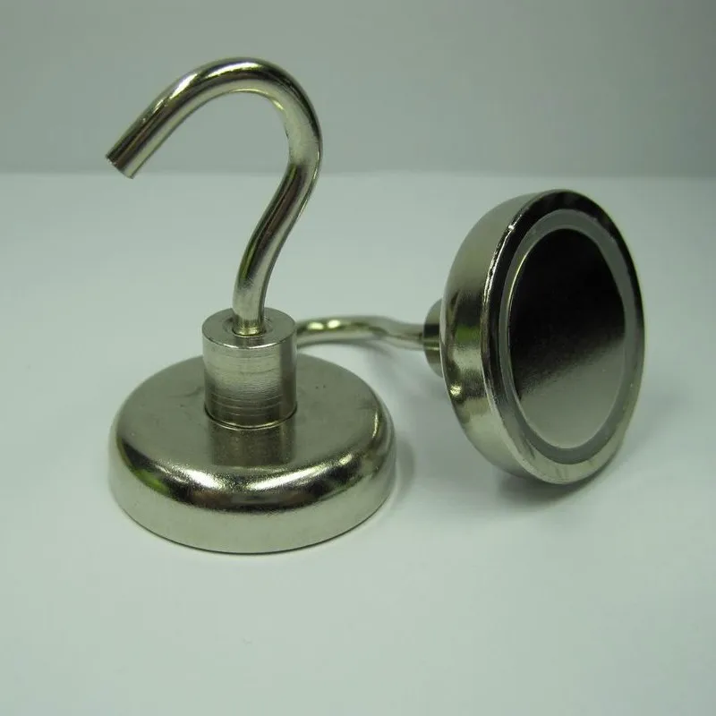 

50PCS D25mm strong powerful neodymium magnetic hook with vertical pull force 25KG