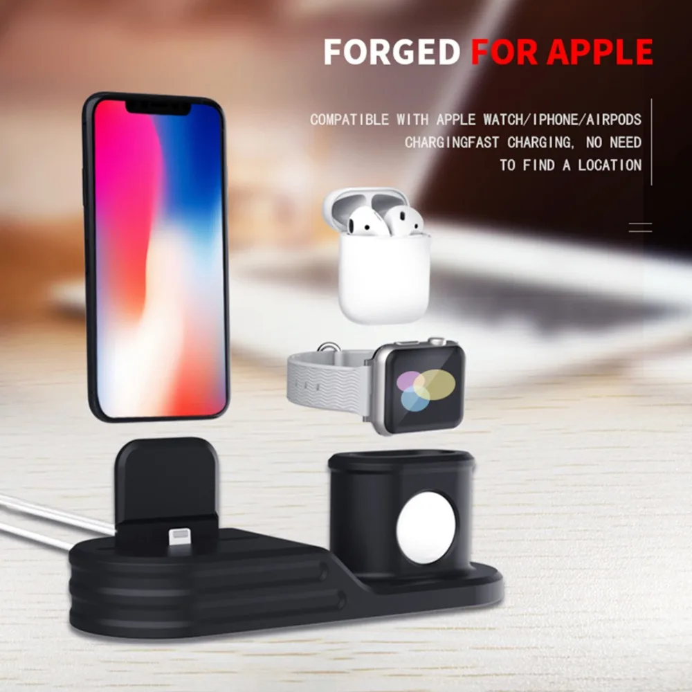 EIMO 3 в 1 Аксессуары для часов для Apple watch band Airpods 1:1 Iphone X Iphone 8 Iphone 7 Iphone 6 силиконовая подставка для зарядного устройства iwatch