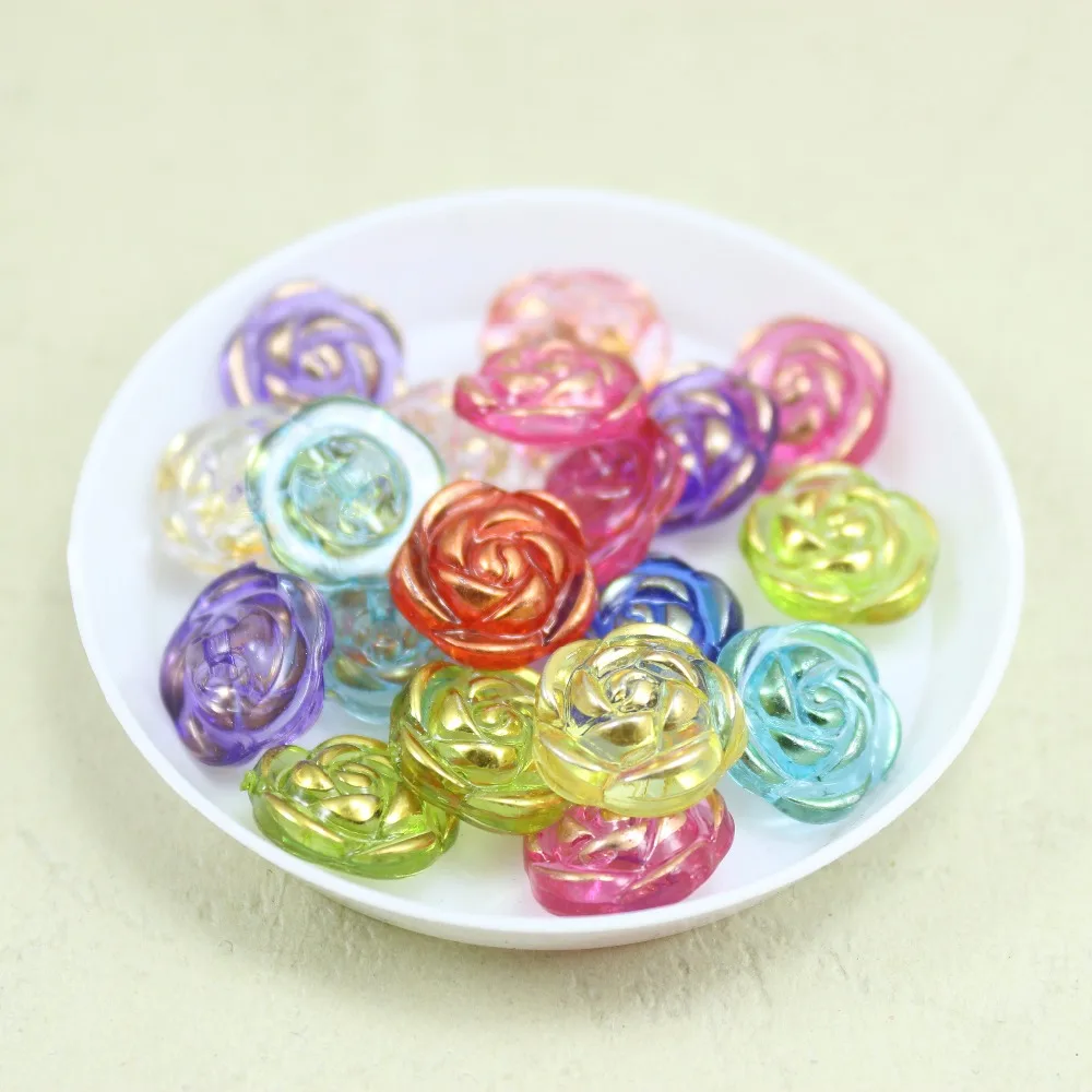

50pcs/lot 13mm*8mm flower acryl buttons Apparel accessory clothes sewing button DIY work