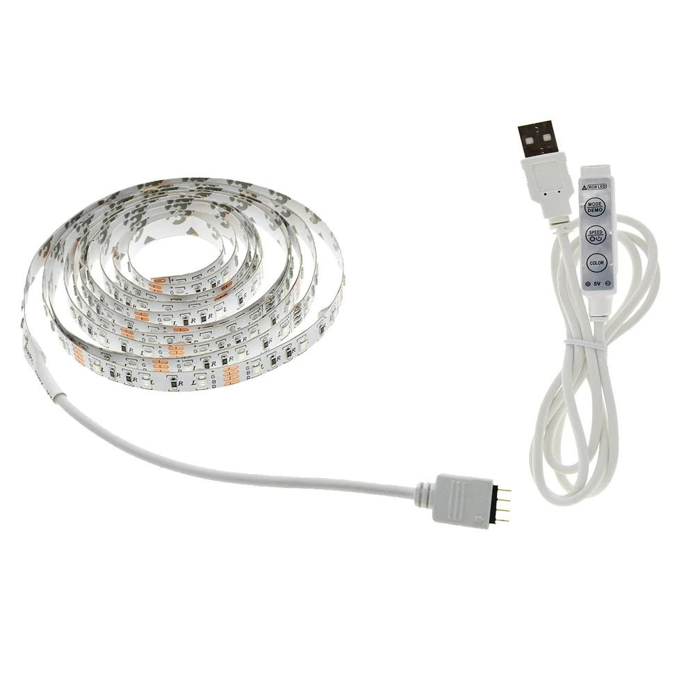 USB LED Strip 5050 3528 Tape DC5V TV Background Lighting DIY Decorative Lamp RGB/Warm White/White FPT 