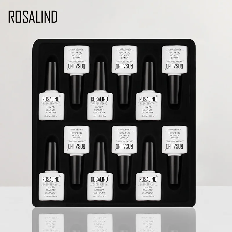 (12 шт./лот) набор гель лаков ROSALIND 10 мл для маникюра чистый цвет Полупостоянный