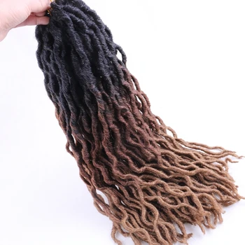 

Desire for hair 20 inch 100g 24 strands synthetic wavy ombre brown color crochet curly faux locs braids hair fpr women