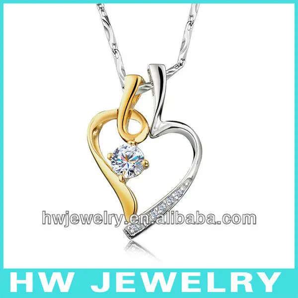 15174 two piece heart pendant for two 925 silver rhodium gold plating zircon pendants jewelry free
