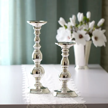 

4286 quality metal silver plated twinset mousse vase home decoration of dual-use props candle holder