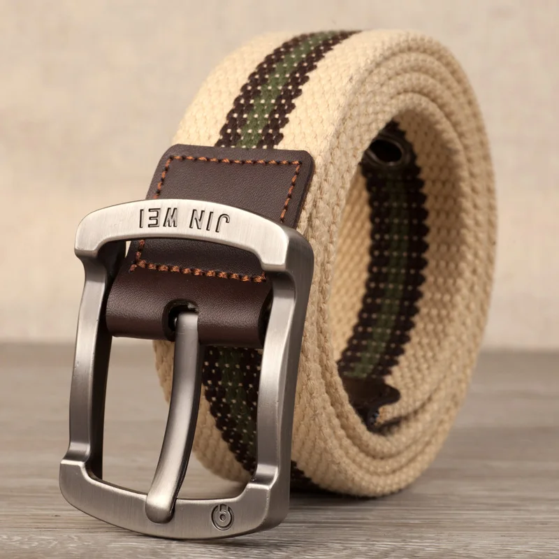 

Men Belt Canvas Pin Detachable Buckle Straps Belt Striped Waistband Adult Belts For Male 110 130 140 150 160cm Ceinture Homme