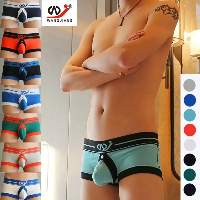 

WJ Brand men sexy open crotch boxer underwear HOT gay crotchless removeable pouch boxers underpants gay underwear