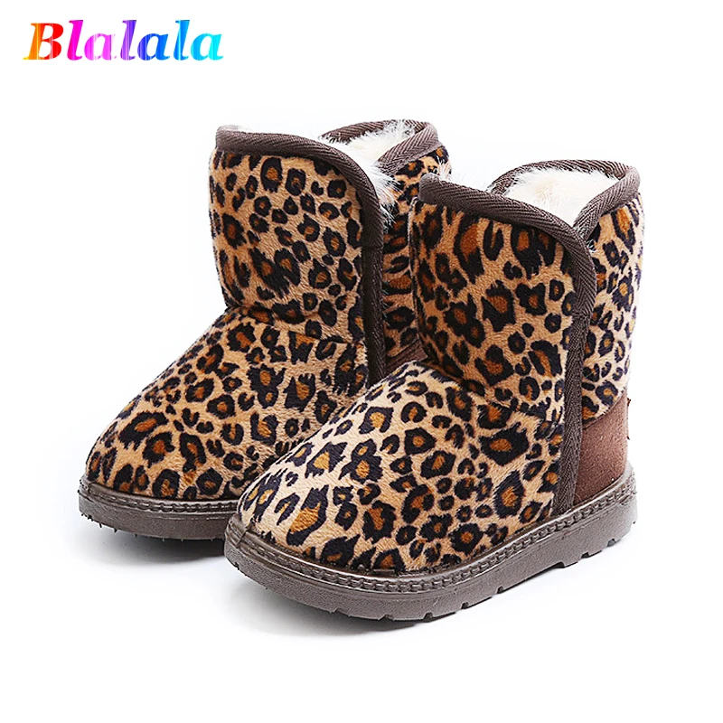 

Winter fashion warm leopard print suede plush baby girls snow boots boys ankle shoes children fashion shoes for kids girl boots