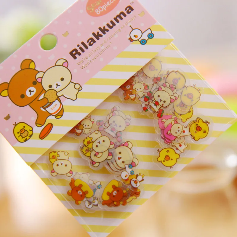 

Cute Sumikko Gurashi Cat Bear Kawaii Cartoon PVC Stickers Package Decorative Scrapbooking Stick DIY Diary Album Scrapbook