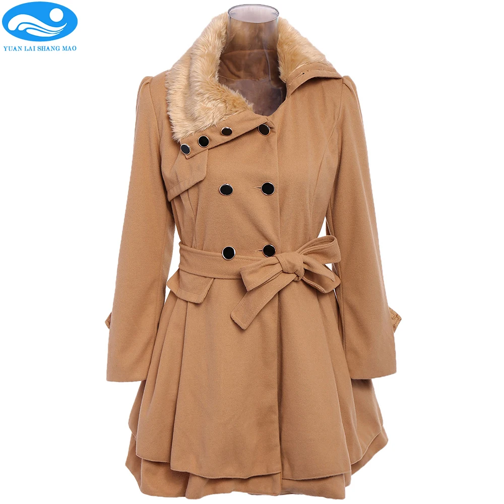 woolen overcoat women woolen jacket coat fur collar red female overcoat womens wool coats plus