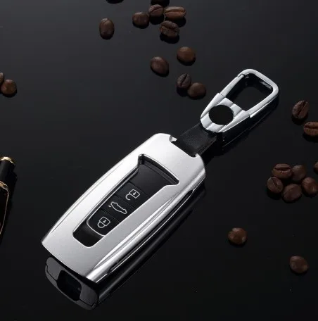 Автомобильный брелок из алюминиевого сплава чехол держатель чехол для Volkswagen Touareg Fob кошелек для смарт-ключа сумка кошелек автомобиль-Стайлинг - Название цвета: silver