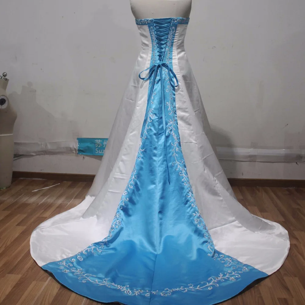 New Wedding Dresses White Ivory Blue Green Purple Red Satin