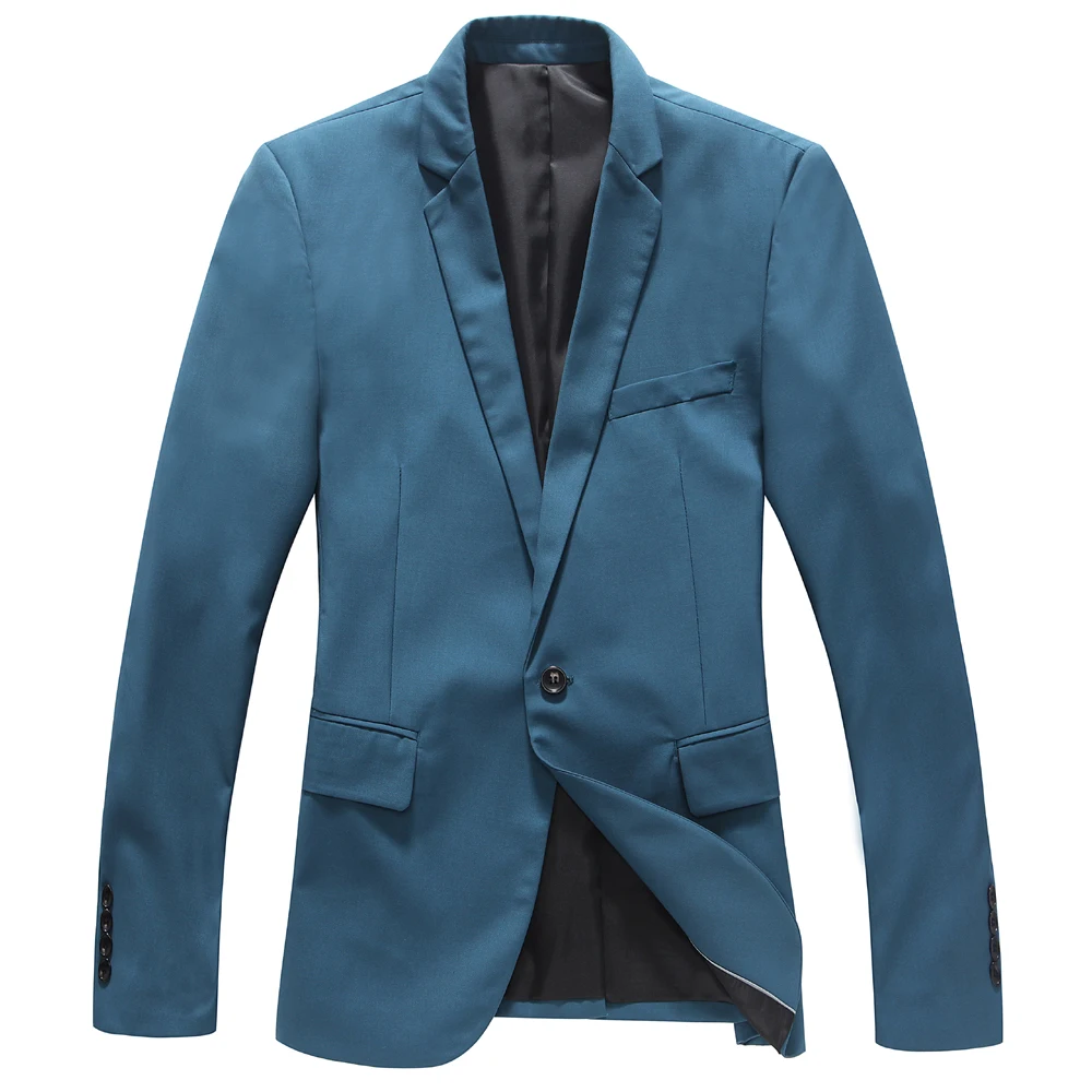 Spring Fall Fashion Formal Business Man's Blue Slim Fitted 4XL Blazer ...