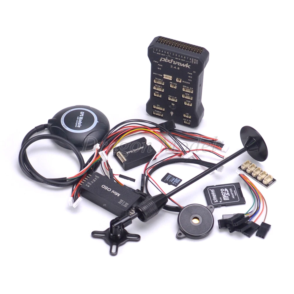 

Pixhawk 2.4.8 32 Bit PX4 Autopilot PIX Flight Controller with Safety Switch and Buzzer / 4GB Card / PPM / I2C M8N GPS Mini OSD