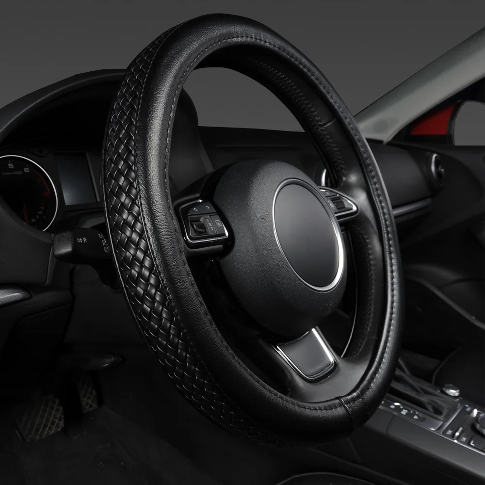 

KKYSYELVA The first layer of leather four seasons universal round steering wheel cover