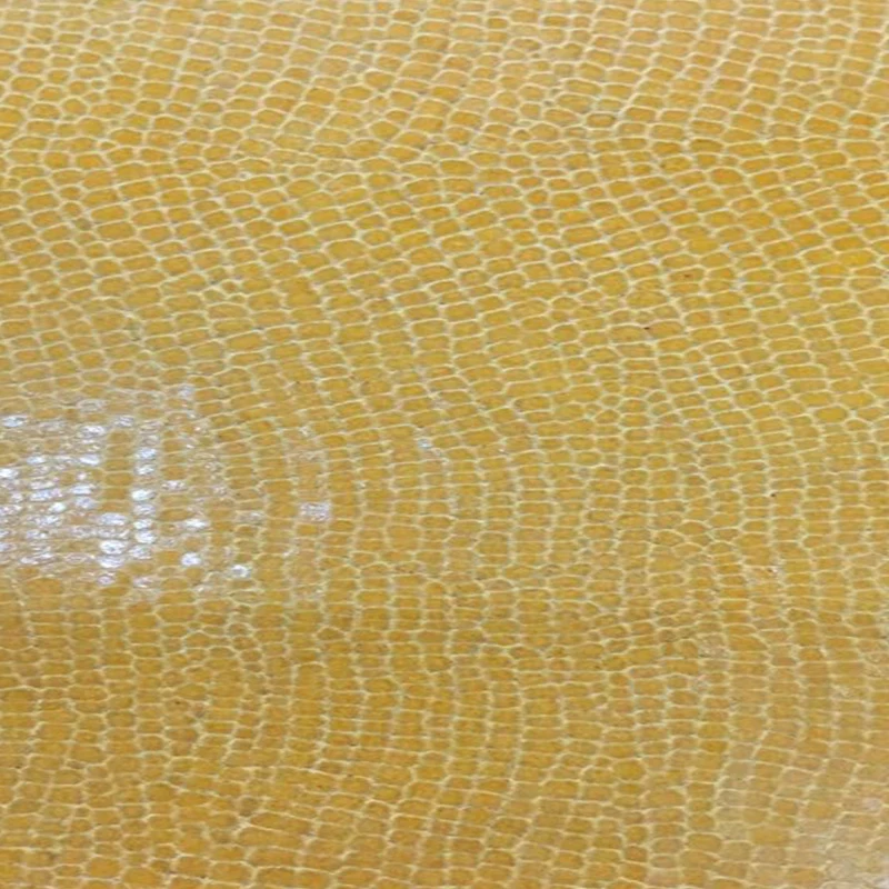 

Yellow Glossy Lizard Patterened Genuine Cow Leather Fabric for Tote/Handbag/Luggage ,Free Shipping