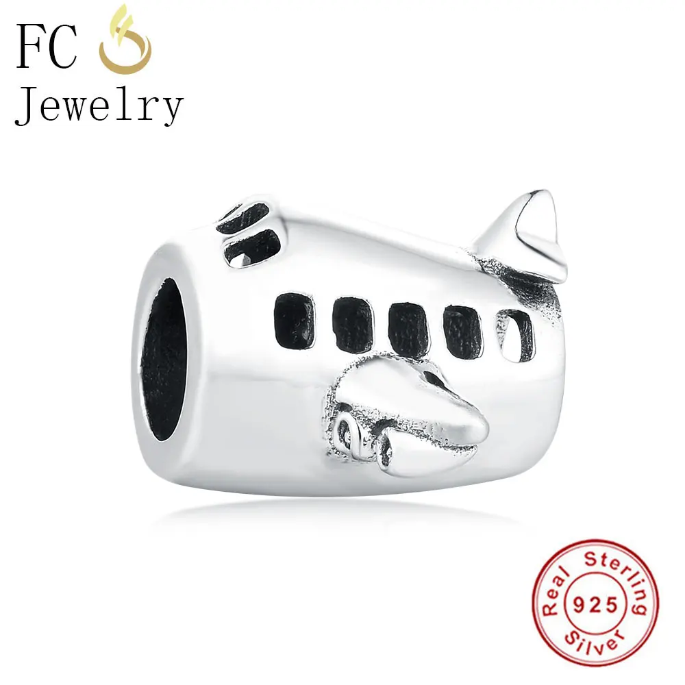 

FC Jewelry Fit Original Pandora Charm Bracelet 925 Sterling Silver European Airplane Aircraft Pendant Beads Child Berloque Gift