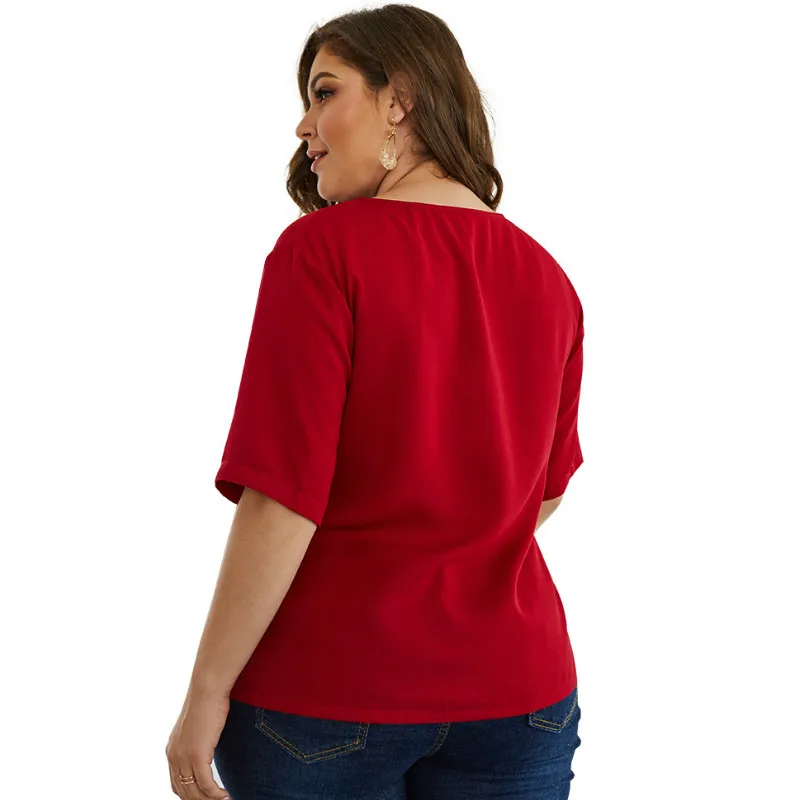 Women Tops Autumn Blouse Shirts Plus Size 4XL Solid Black Shirt Female Blusas Oversized Zippers Summer Blouses Shirt Femme A047