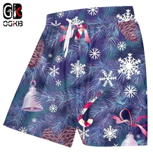 OGKB для мужчин Рождество и Санта Клаус пляжные шорты 3D печатных животных Harajuku больших размеров 6XL человек летняя одежда