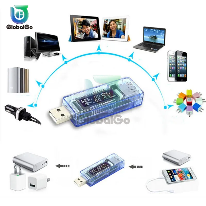ЖК дисплей цифровой вольтметр Амперметр постоянного тока USB измеритель
