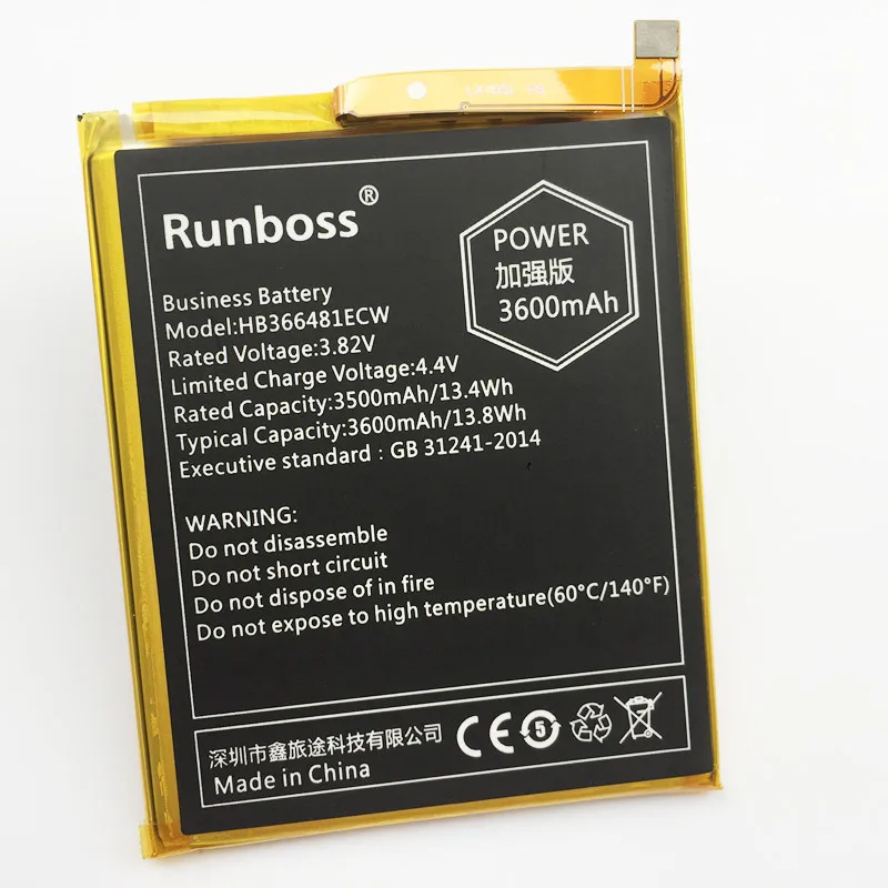 Runboss, новинка, 3600 мА/ч, аккумуляторы высокой емкости HB366481ECW P10Lite для huawei P10 Lite, WAS-L03T, WAS-LX2J, LX1, WAS-LX3, LX2J