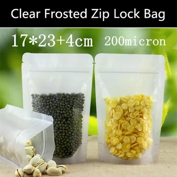 

Wholesale 100pcs 17*23+4cm 200mic Double Frosted Food Display Bag Elegant Snack/Candy/Gift Packaging Bag Zip Lock Frosted Bag