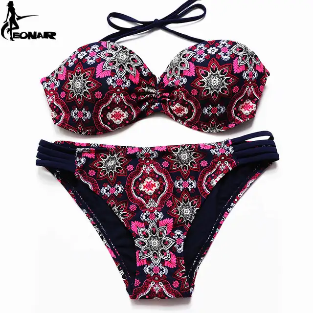 Swimsuit 2019 Biquíni Brasileiro Definir Sexy Floral Bandage Tiras Plus