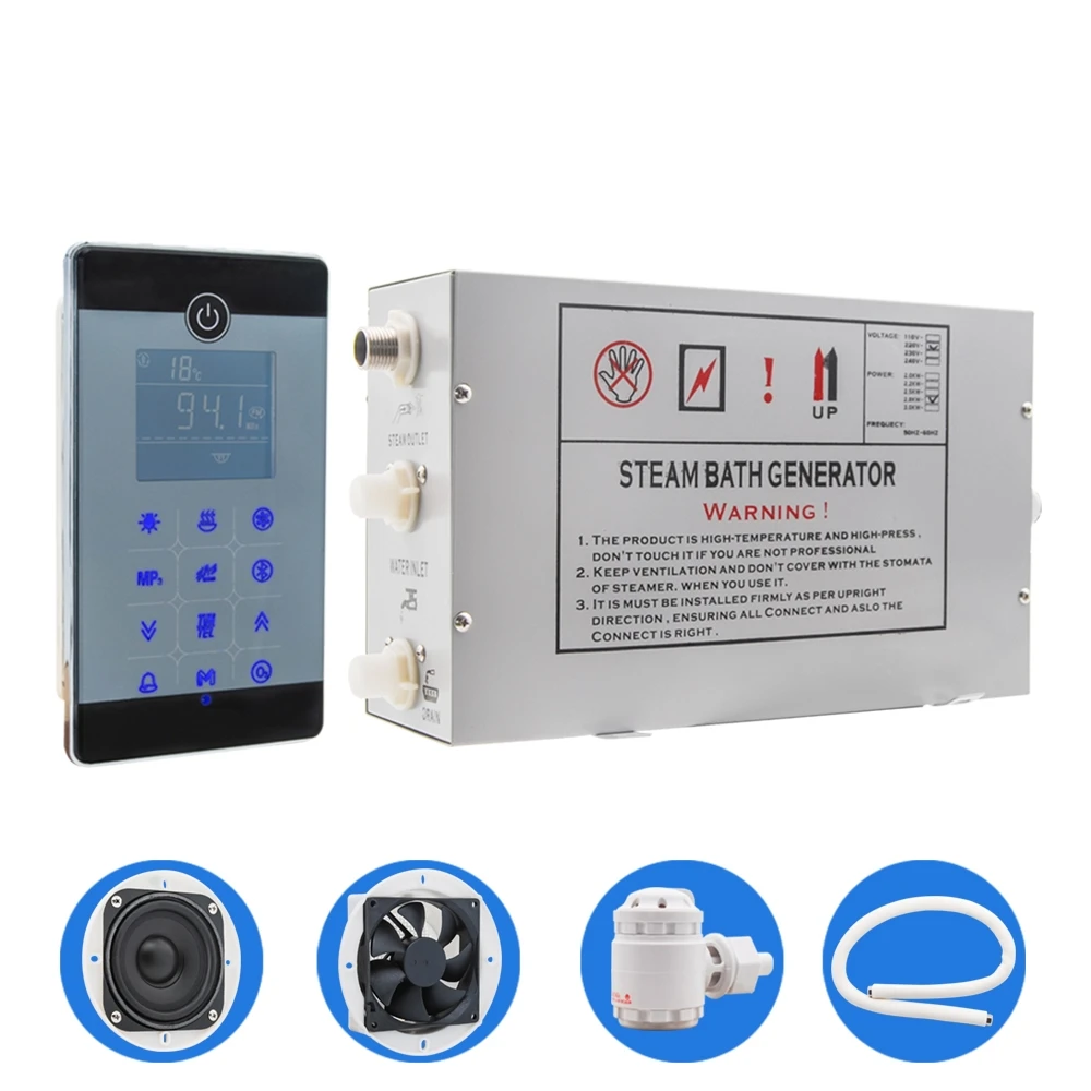 

AC 220V 2.8KW Floor Mounted Type LCD Touch Screen Steam Sauna Spa Room Control Temperature Sensor Shower Cabin Generator