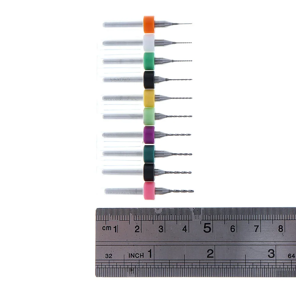10 шт./компл. 0,1-1,0 мм/0,3-1,2 мм/1,1-2 мм карбида вольфрама с покрытием Алюминий PCB сверло насадка для чистки для экструдер 3D-принтеры аксессуары