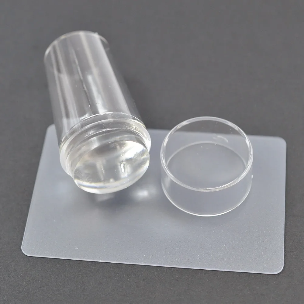 

1Set New Clear Transparent Soft Silicone Head Jelly Nail Art Stamper + Scraper+ Cap for Stamping Tools TRND251