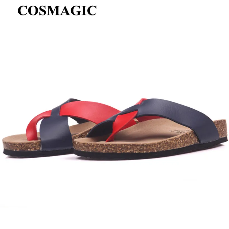 

COSMAGIC 2018 New Women Slipper Summer Beach Cork Flip Flops Sandals Mixed Color Casual Slides Holiday Shoes Flat With Plus Size