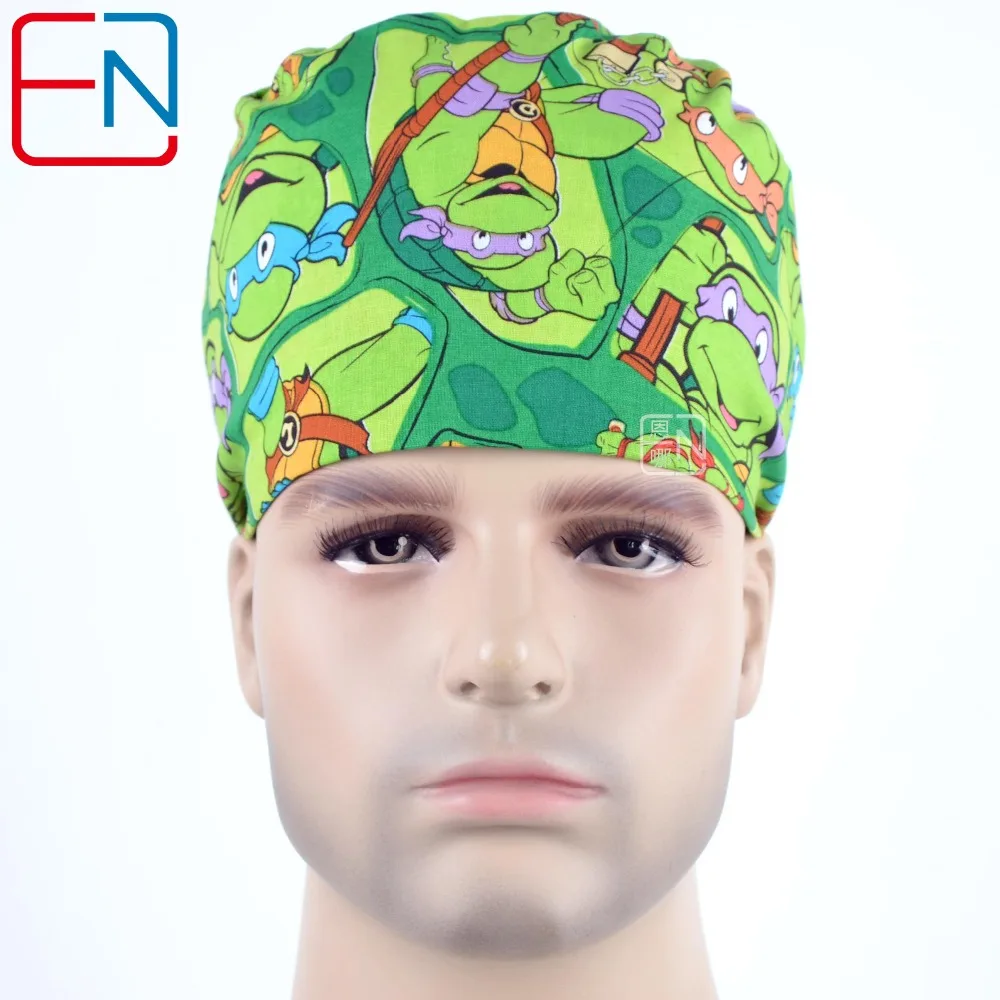 

Hennar Surgical Medical Caps Mens Pure Adjustable Scrub Caps Cotton Doctor Nurse Pattern Printed Medical Uniforms Surgical Caps