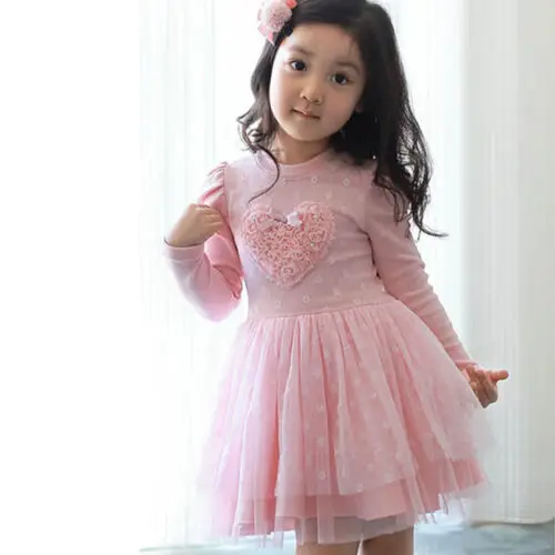 

Lovely Girls Long Sleeve Dress Kids Wedding Party Princess Dresses For 1-6 Years