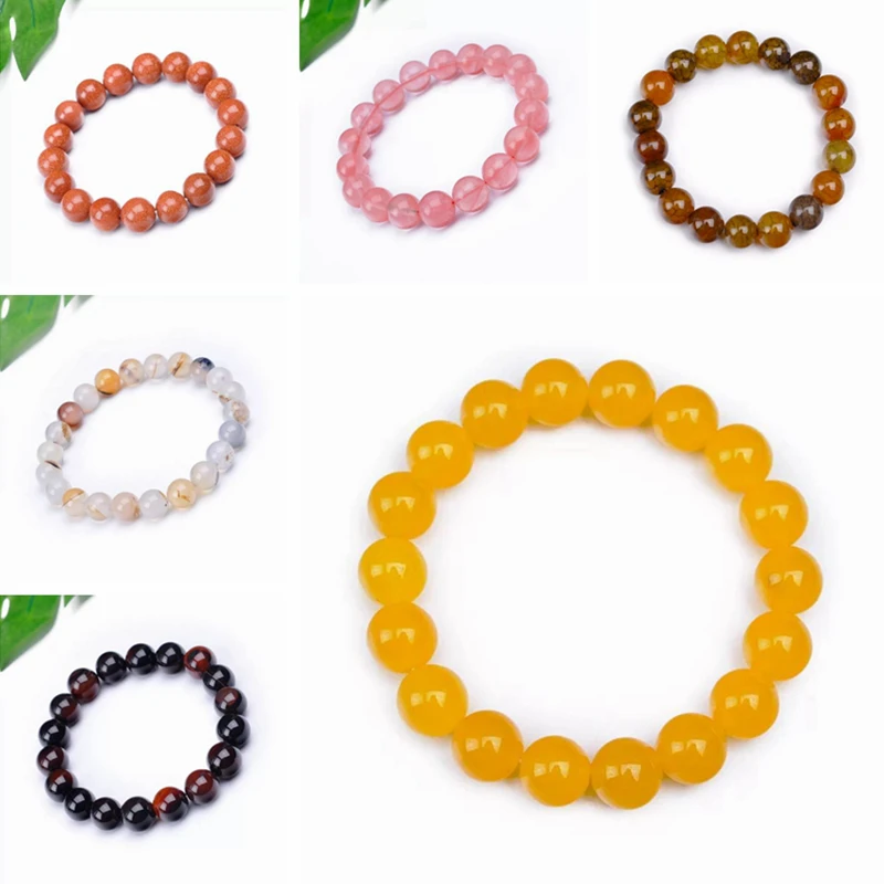 

Original Amber Agate Natural Pattern Crystal Outdoor Bracelet Round Beads Ornaments Men Women Energy Jewelry Lover Christmas NEW