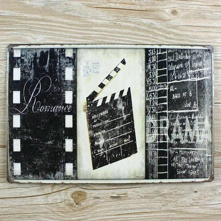 

Hot sales"Film shooting board"Tin plate signs movie poster Art Cafe Bar Vintage Metal Painting wall stickers home decor 20X30 CM