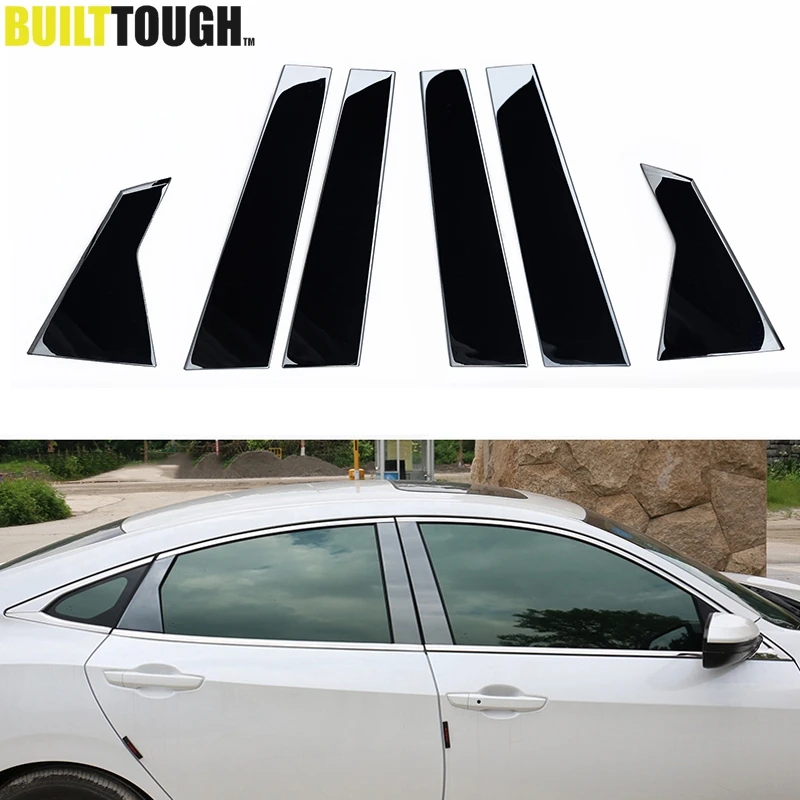 GLossy Black Window Pillar Post Cover Fit For Honda Civic Sedan 2016