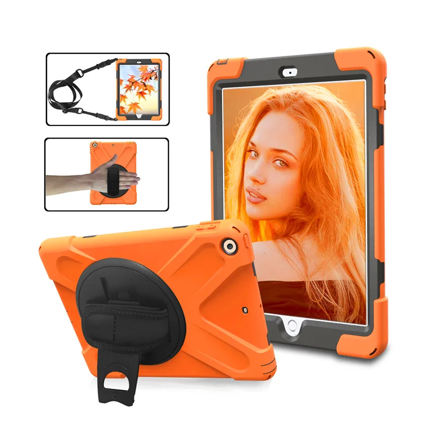 

Case for iPad mini 1 2 3 hand-held Shock Proof full body cover 360 Handle stand sleeve for ipad mini case capa funda +Strap+Film