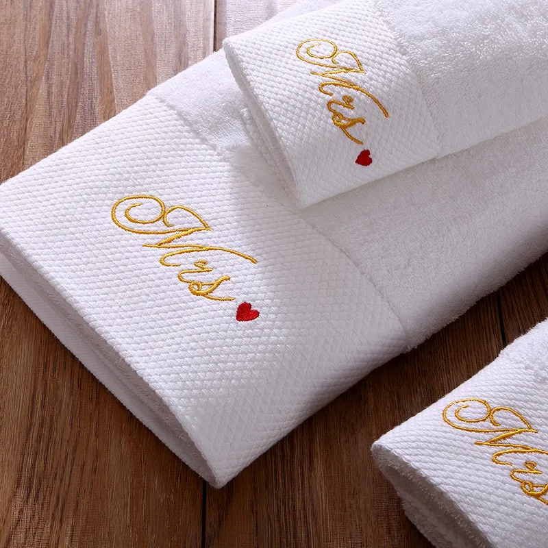 5 Star Hotel Luxury Embroidery White Bath Towel Set Cotton Large Beach Towel Brand Absorbent Quick-drying Bathroom Towel