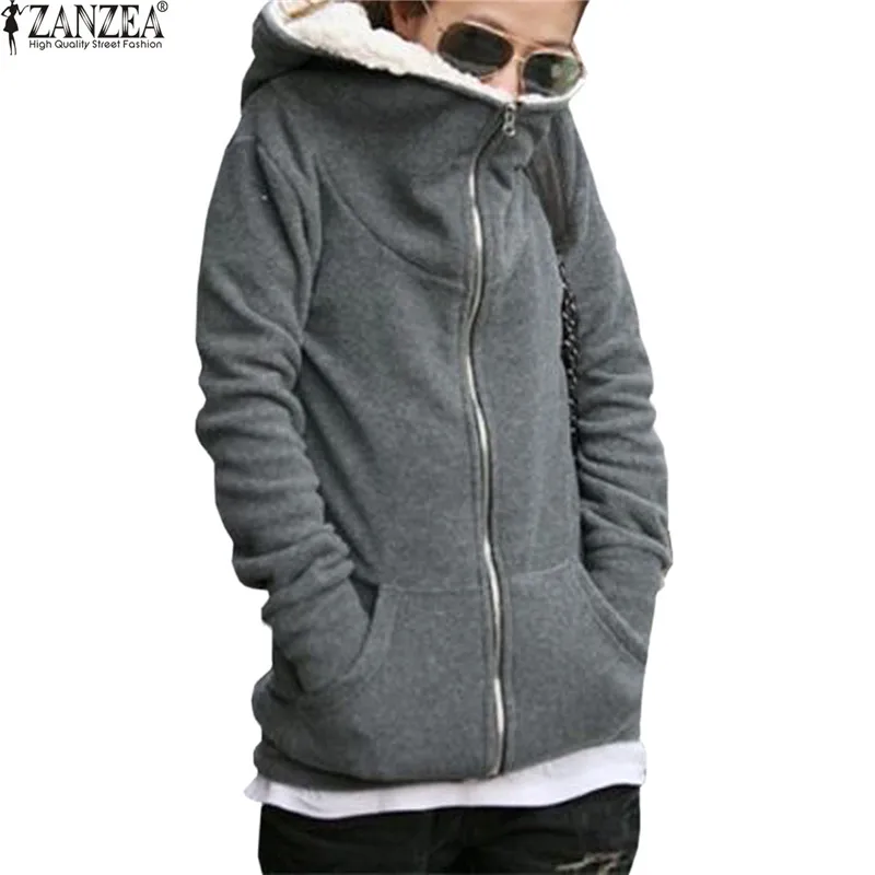 

Winter Warm Women Fleece Sweatshirt Female Fluffy Coat Casual Zipper Up Long Sleeve Hooded Outwear Jackets Oversized Hoody 4XL