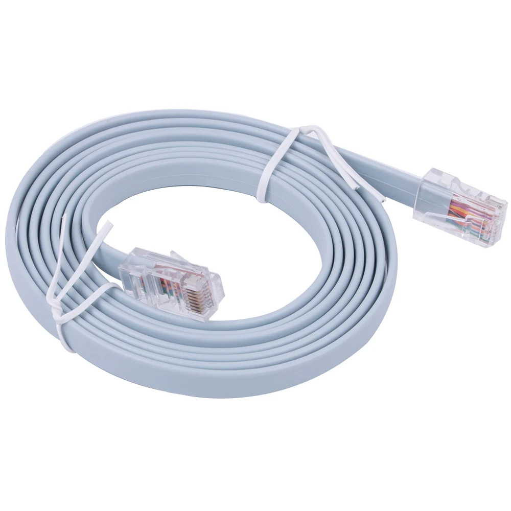 

RJ45 Console Router Rollover Cable Blue Flat Cable 8P8C Male to male Data Transfer Cable 6ft