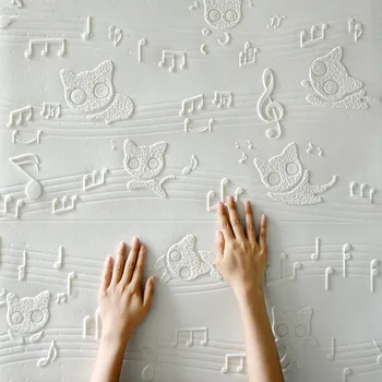 

2x 3D Music Tabs Kitten Pattern Wall Sticker Covering Decor Renovate 700x700x5mm Eco-friendly Waterproof White Green Blue Pink