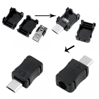

100PCS Micro USB Male Connector Male Micro USB Jack 2.0 5PIN Plug Socket With Plastic Cover For Kinds of DIY