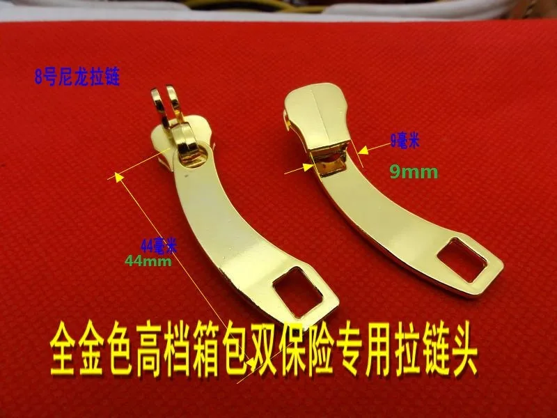 8 Sliders For Nylon Zipper Repair Golden Sliders With Lock Holes