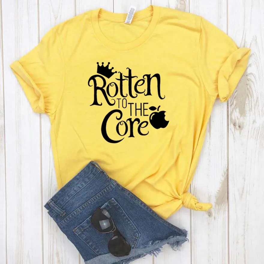 Rotten to the core, злая королева, принт, женская футболка, хлопок, повседневная, забавная футболка для девушек, топ, футболка, хипстер, Прямая поставка, NA-193 - Цвет: Цвет: желтый
