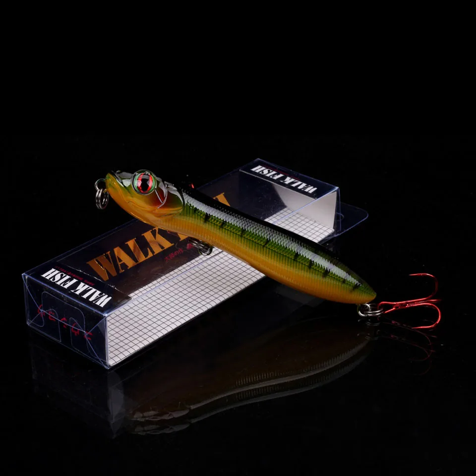 WALK FISH 1 шт., приманка для карандашей со змеиной головкой 100 мм/14,9 г, рыболовные приманки плавающий кренкбейт, морской окунь, щука, водная 3D глаза, пластиковый воблер - Цвет: D 4
