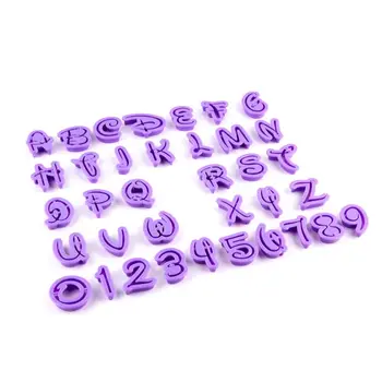 

Purple handwritten Alphabet Letter Number Cookie cutting Stamp Embosser Cutter Fondant Mould Cake decoration Tools Baking Molds