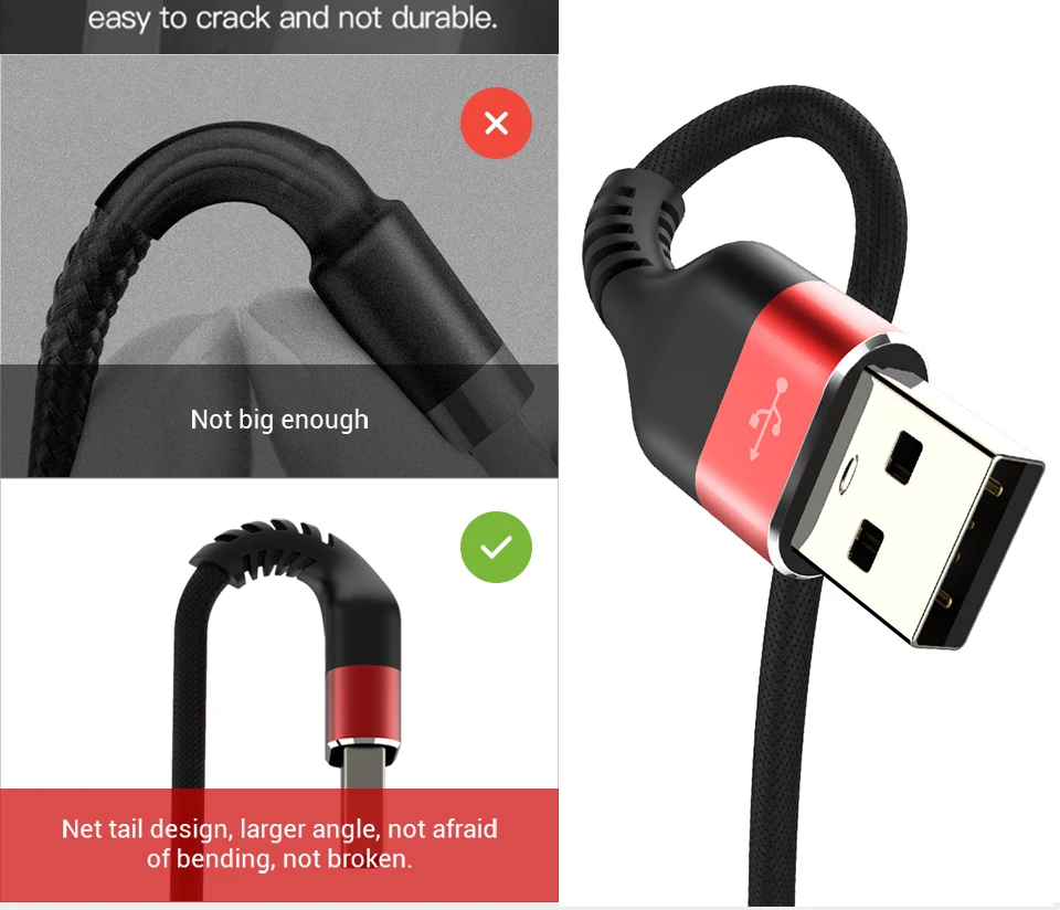 QGeeM Micro USB Cable 2.4A Nylon Fast Charge USB Data Cable for Samsung Xiaomi LG Tablet Android Mobile Phone USB Charging Cable