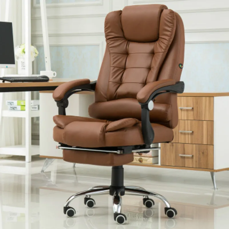 Genuine Leather Office Chair Home Synthetic Leather Computer Boss Chair Swivel Lifting Gaming Chair
