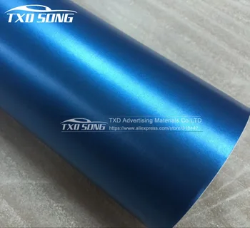 

Premium Light blue color Metallic brushed matte chrome vinyl film brushed chrome car wrap with free shipping